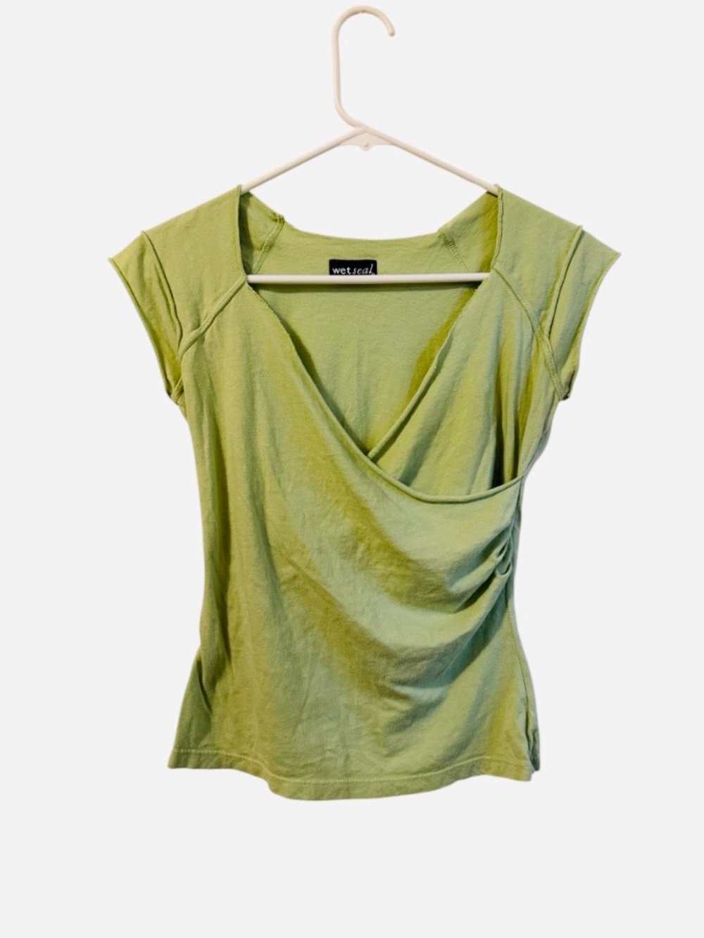 VTG 90s Y2K Wet Seal Matcha Green Wrap Front Top - Made in USA - NWOT⭐️⭐️⭐️⭐️⭐️